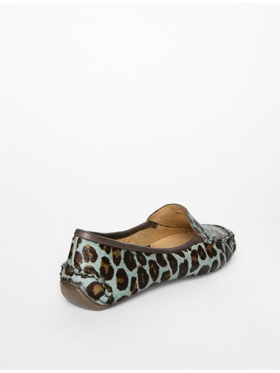 Teal Blue Leopard Driving Moccasin M8354