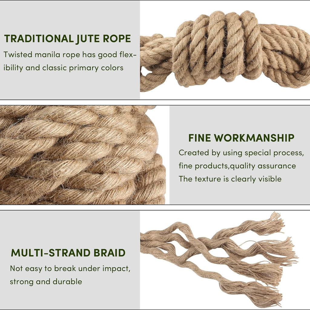 Thick Jute Rope 1 inch x 100 ft 4 Strand Twisted X2967