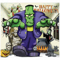 Green and Purple Frankenstein Halloween Garage Door Banner N9187