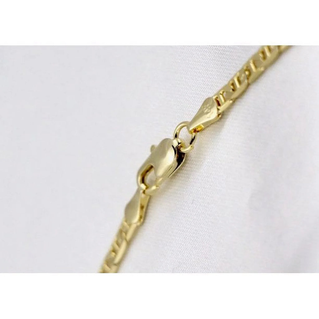 14K Bonded Gold Cuban Chain Necklace with Initial Letters Charm O428963