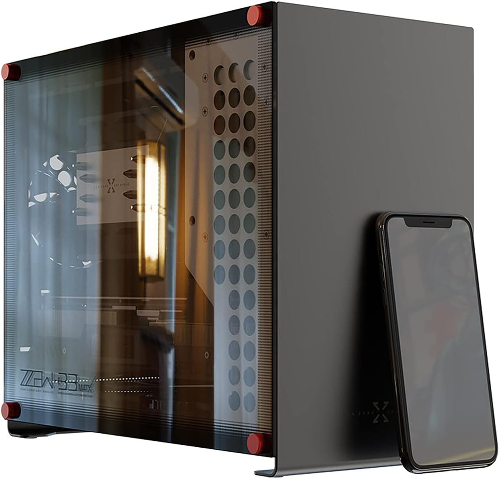 Dark Gray Aluminum Micro ATX Computer Case with Tempered Glass V4620