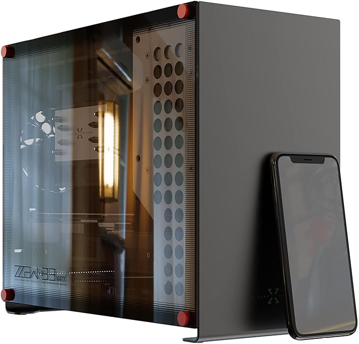 Dark Gray Aluminum Micro ATX Computer Case with Tempered Glass V4620