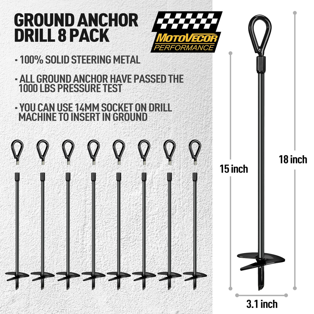 8 Pack 18inch Carbon Steel Earth Anchor U6146