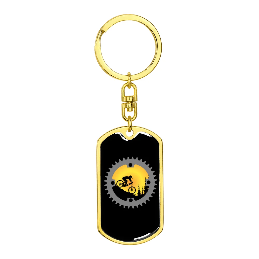 Stainless Steel or 18k Gold Swivel Dog Tag Keychain H6342