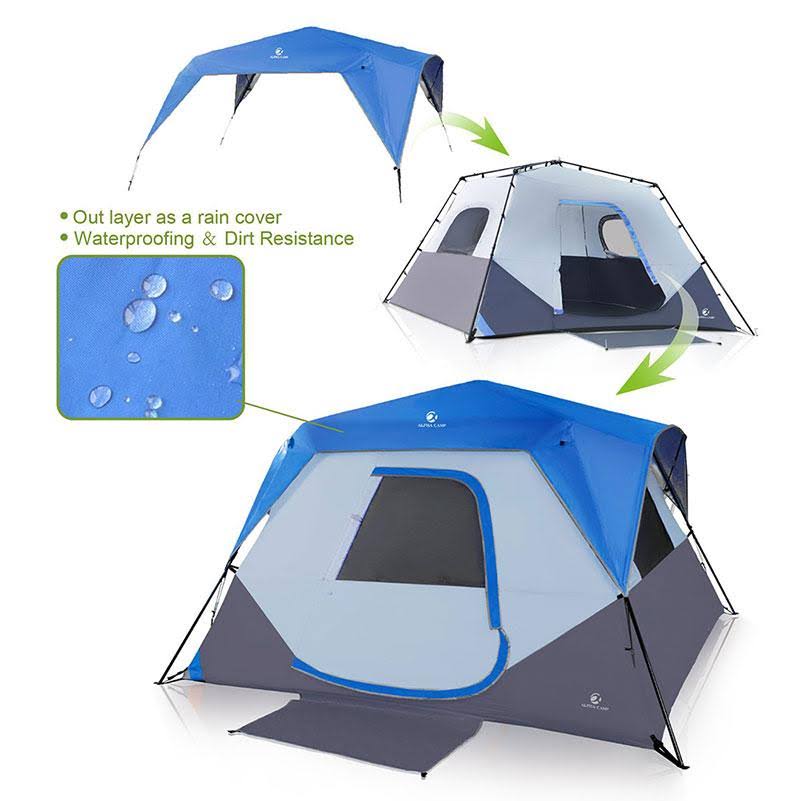6 Person Instant Cabin Camping Tent Orange J479687