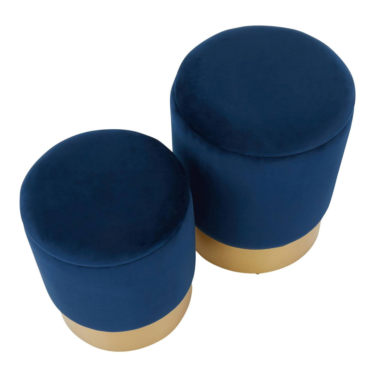 Green Velvet Nesting Ottoman Set with Gold Metal P93248