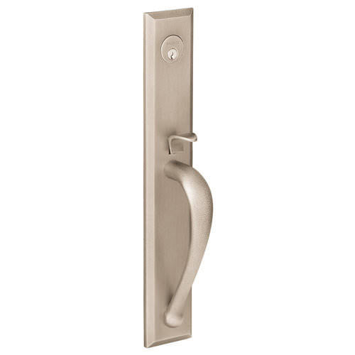 Satin Brass and Black Right Hand Single Cylinder Mortise Entry Handleset with Lever P1508