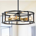 4-Light Black Drum Ceiling Chandelier D30606