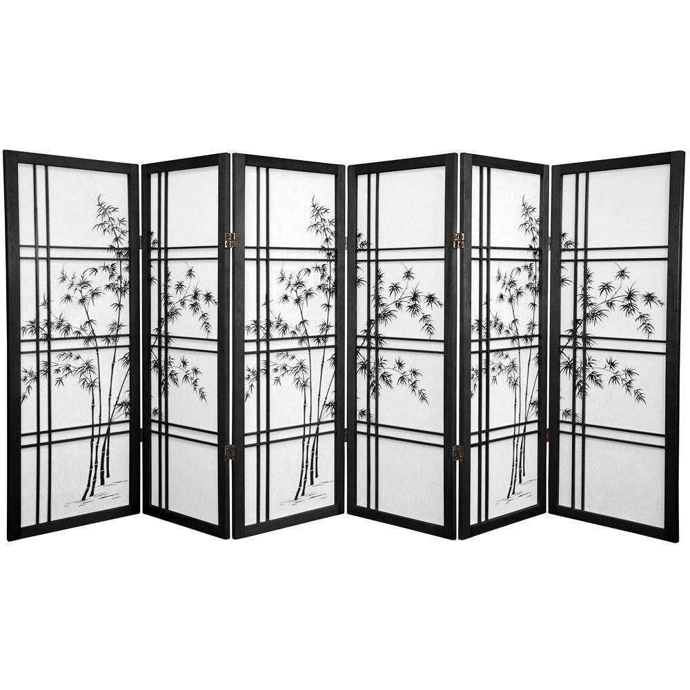 4 ft. Tall Bamboo Shoji Screen - 4 Panel - Black L47474