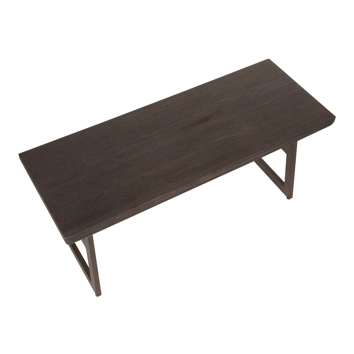 Black/Brown Metal and Wood Industrial Bench N82586