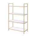 White and Gold Metal Bookshelf with Wooden Shelves B317