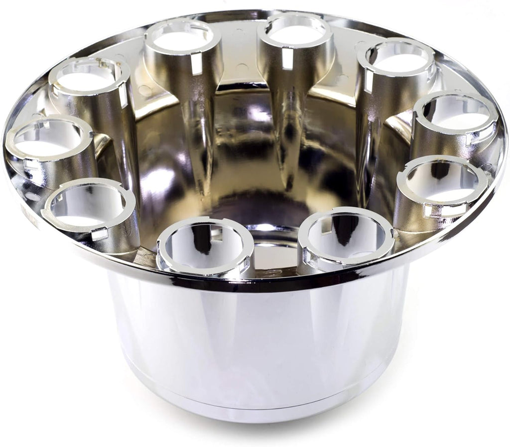 1PC Chrome Axle Wheel Cover Hub Caps Kit with Screw-on Lug Nuts for Semi Truck C990320