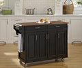 Black Finish Four Door Kitchen Cart with Stainless Steel Top J267459