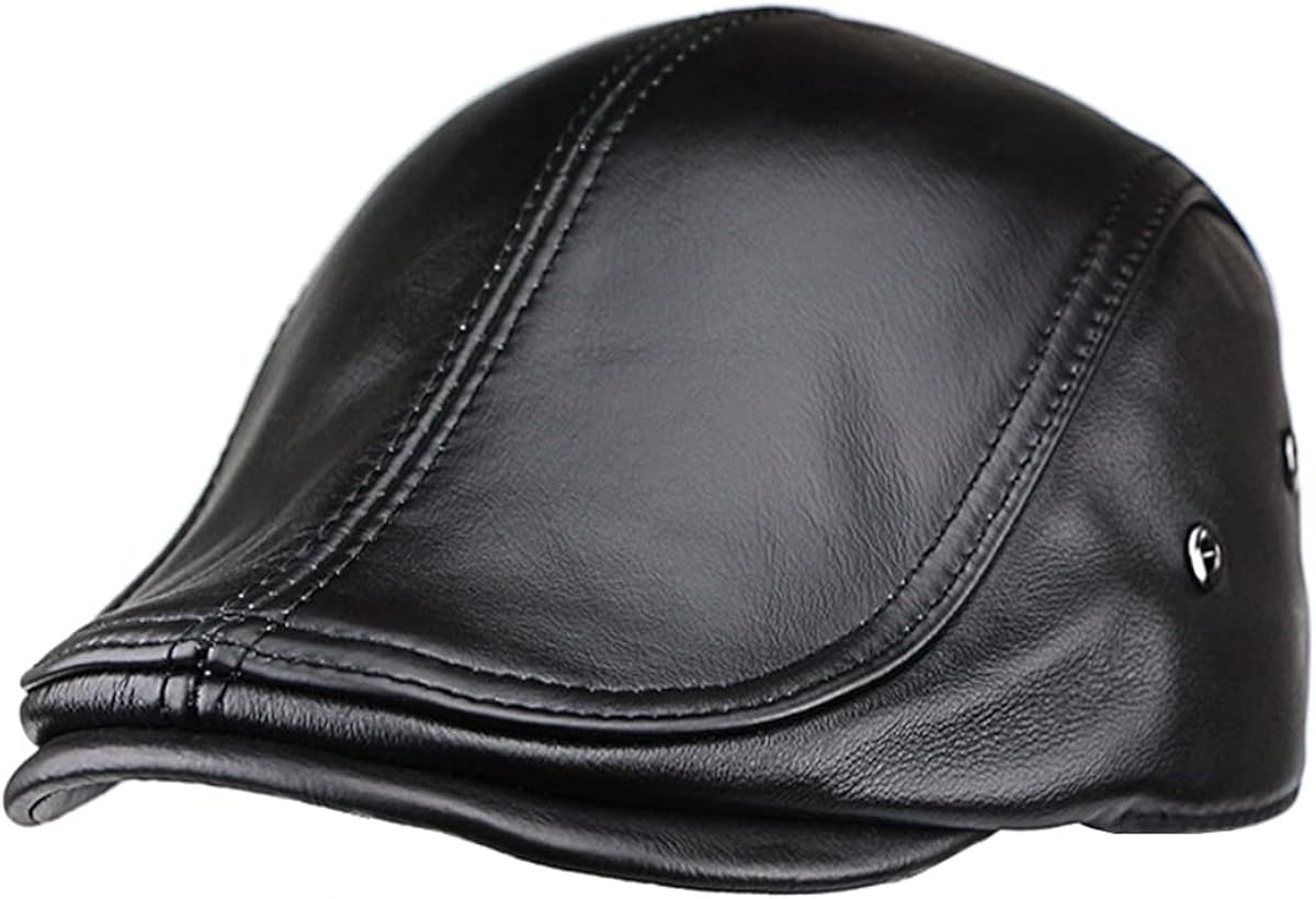 Genuine Leather Newsboy Hat W2617