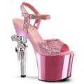 Pink Rhinestone Gun Heel Sandal I52744