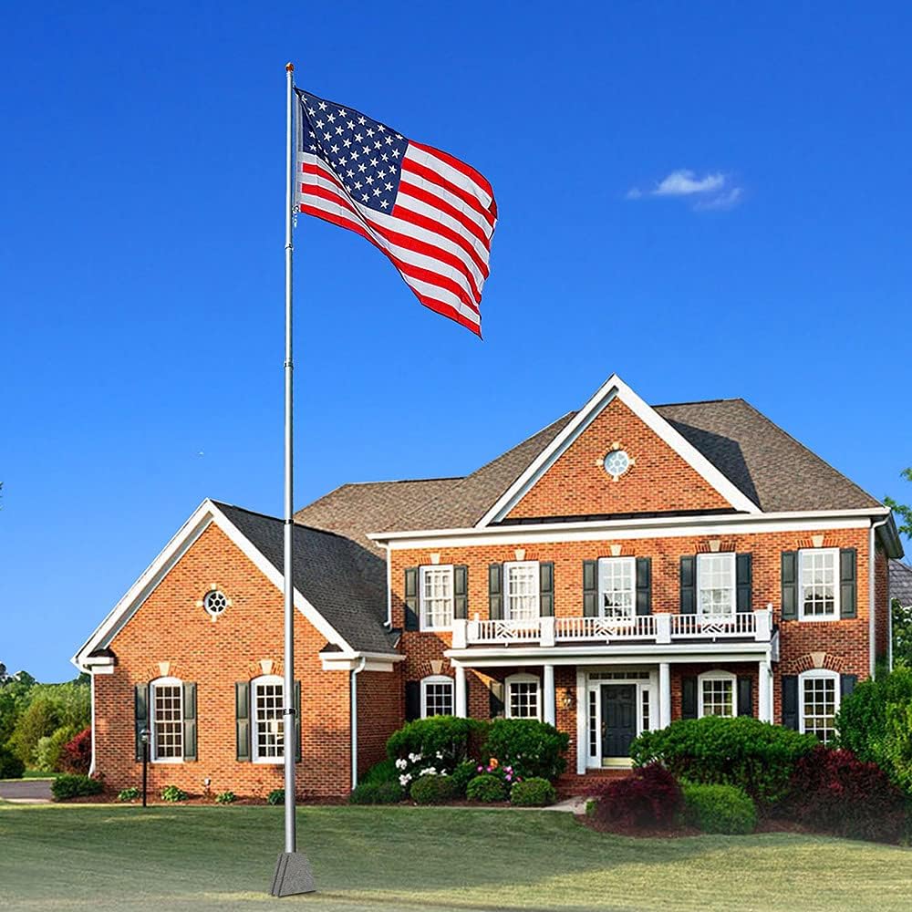 25FT Telescoping Aluminum Flagpole Kit with Tire Mount Base M734