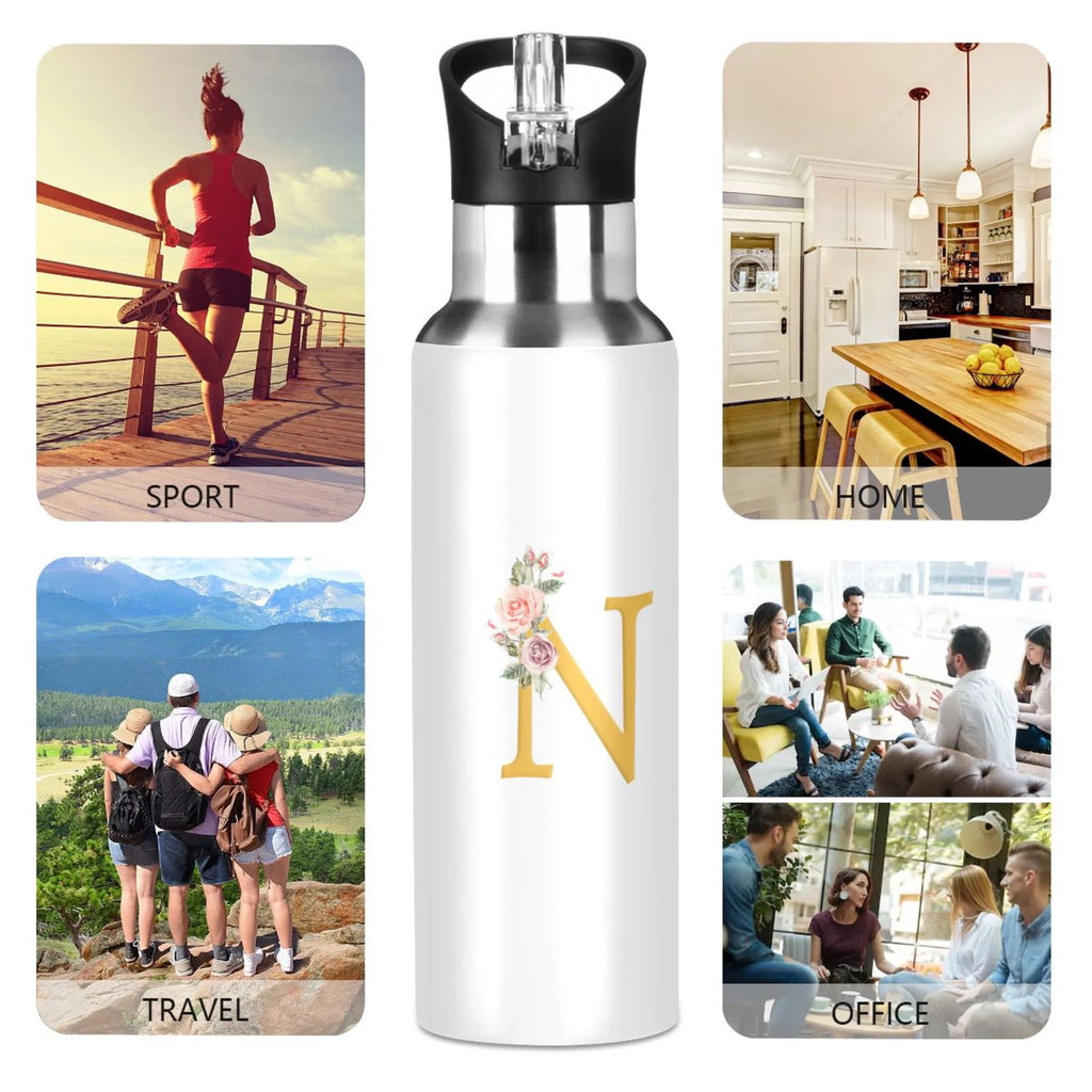 Stainless Steel Insulated Water Bottle with Straw Lid O8521