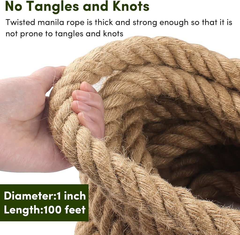 Thick Jute Rope 1 inch x 100 ft 4 Strand Twisted X2967