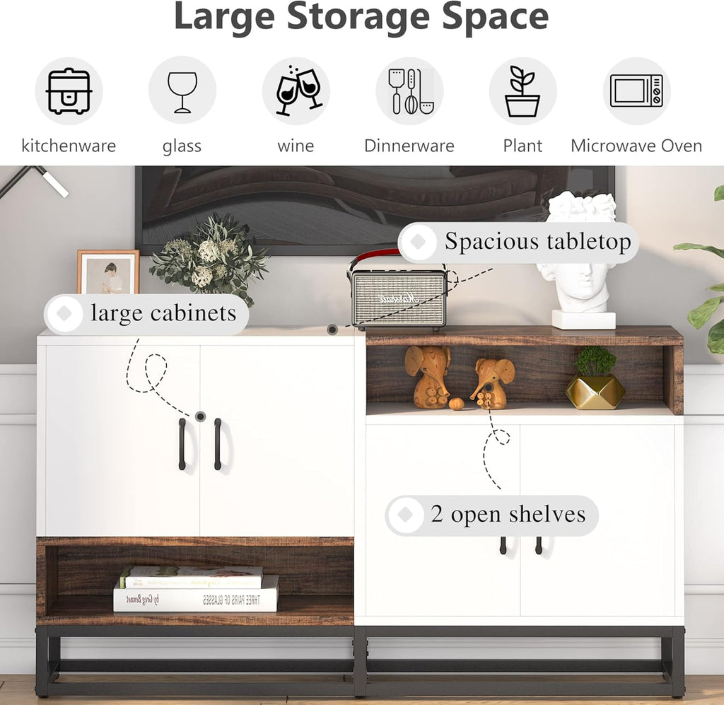 4 Door Storage Cabinet with Open Shelves N781429