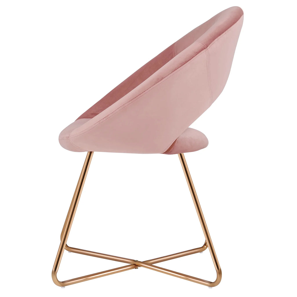 Salmon Pink Velvet Accent Chair Set of 2 with Gold Metal Legs U484