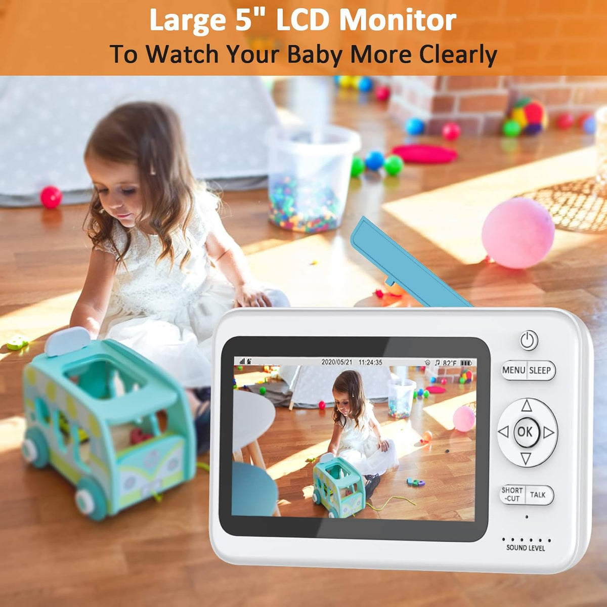5-inch 720p 2.4Ghz Digital Wireless Video Baby Monitor with Camera and Audio E6799