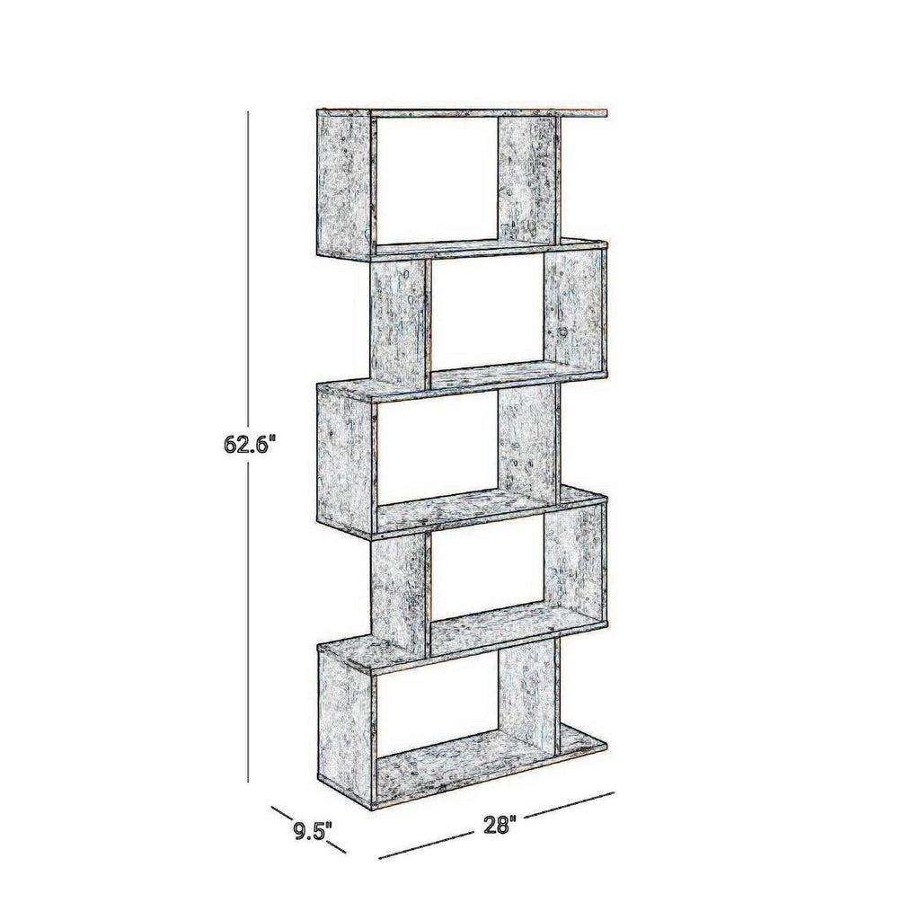Rustic Brown 5 Tier Wooden Bookcase Q8128