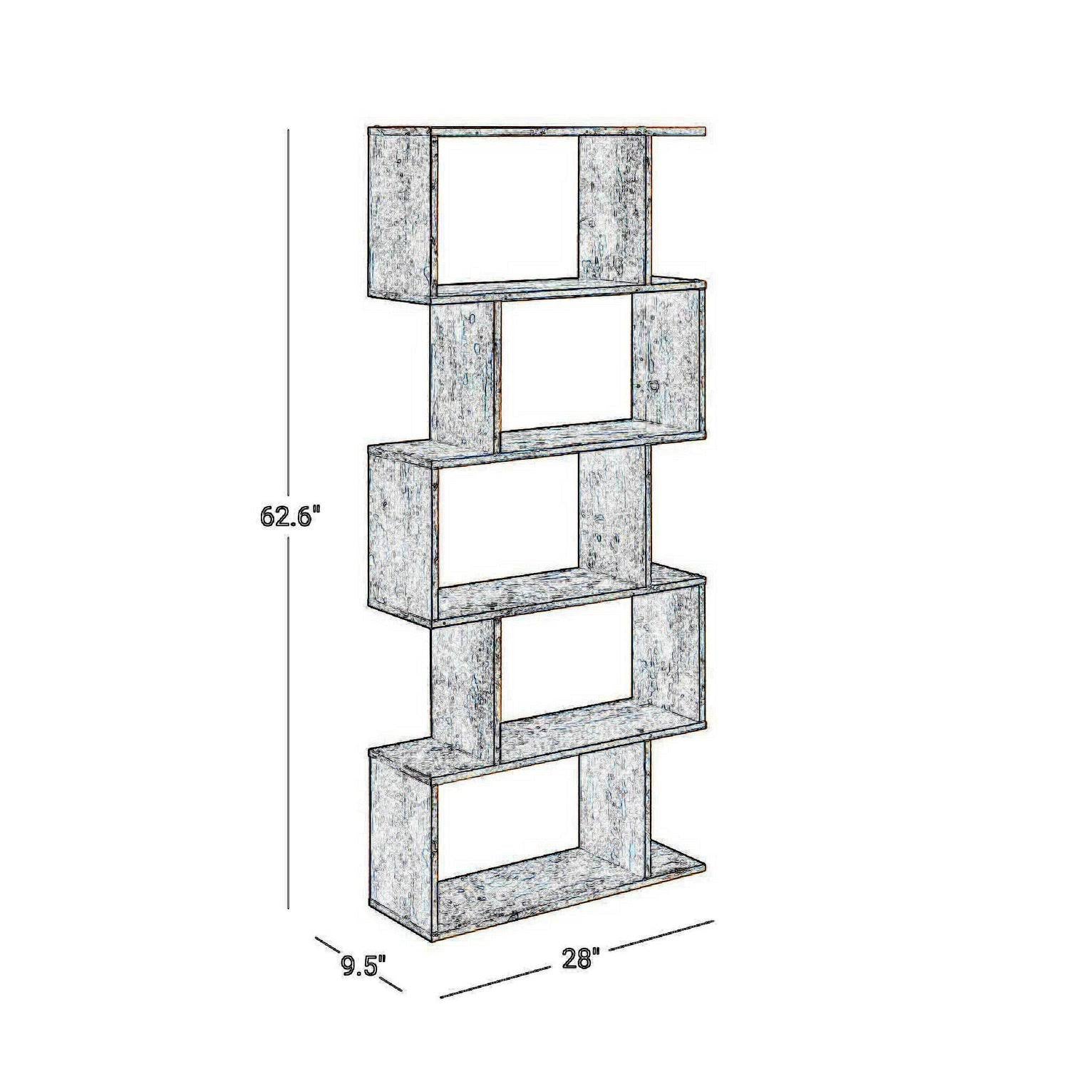 Rustic Brown 5 Tier Wooden Bookcase Q8128