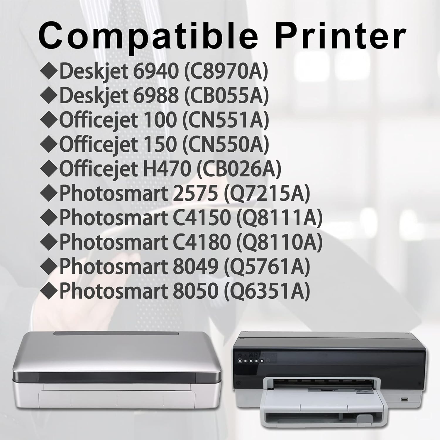 5-Pack Ink Cartridge Replacement for HP Printers (3 Black+2 Tri-Color) V6363