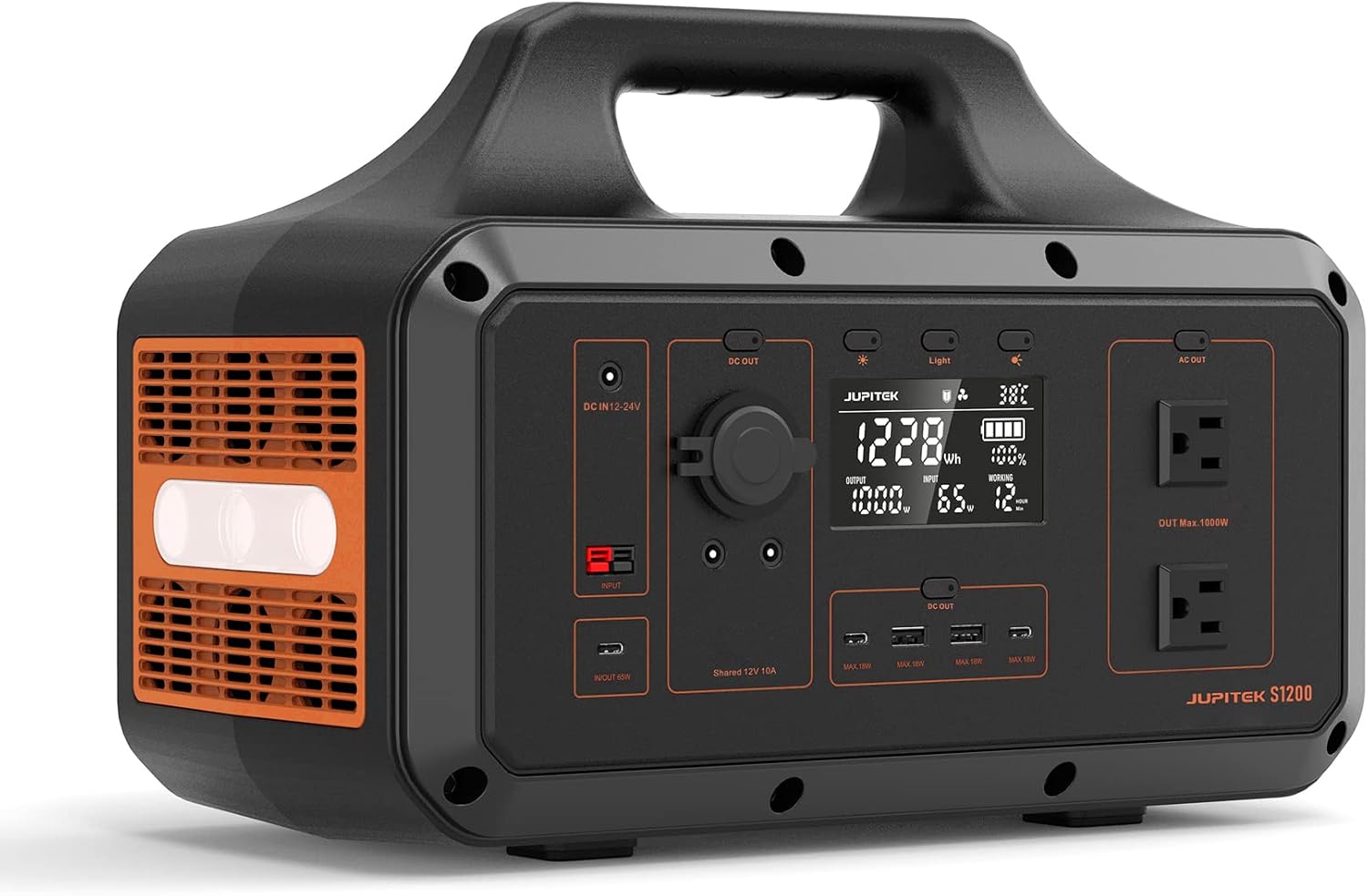 1228Wh LiFePO4 Portable Power Station with 110V/1000W AC Outlets M946584