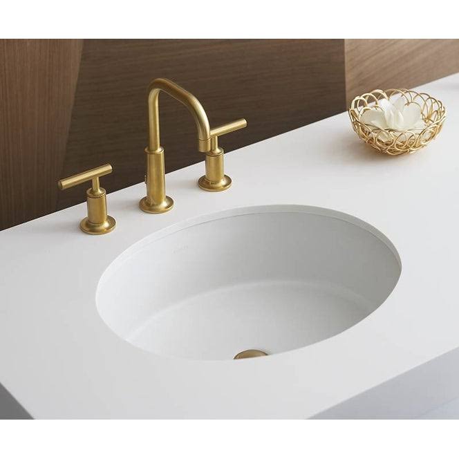 White Oval Undermount Bathroom Sink B6061