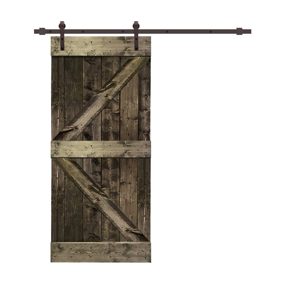 Colonial Maple Stained Pine Wood Interior Sliding Barn Door with Hardware Kit T71253