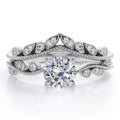 1.50 Carat Round Cut Moissanite and Real Diamond Bridal Ring Set C246