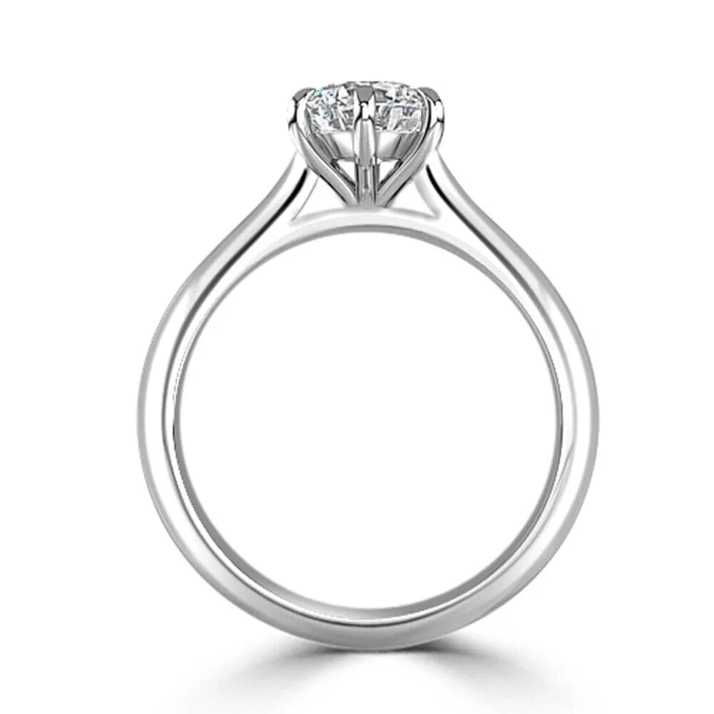 18K White Gold Plated Moissanite Solitaire Engagement Ring 925 Sterling Silver M859