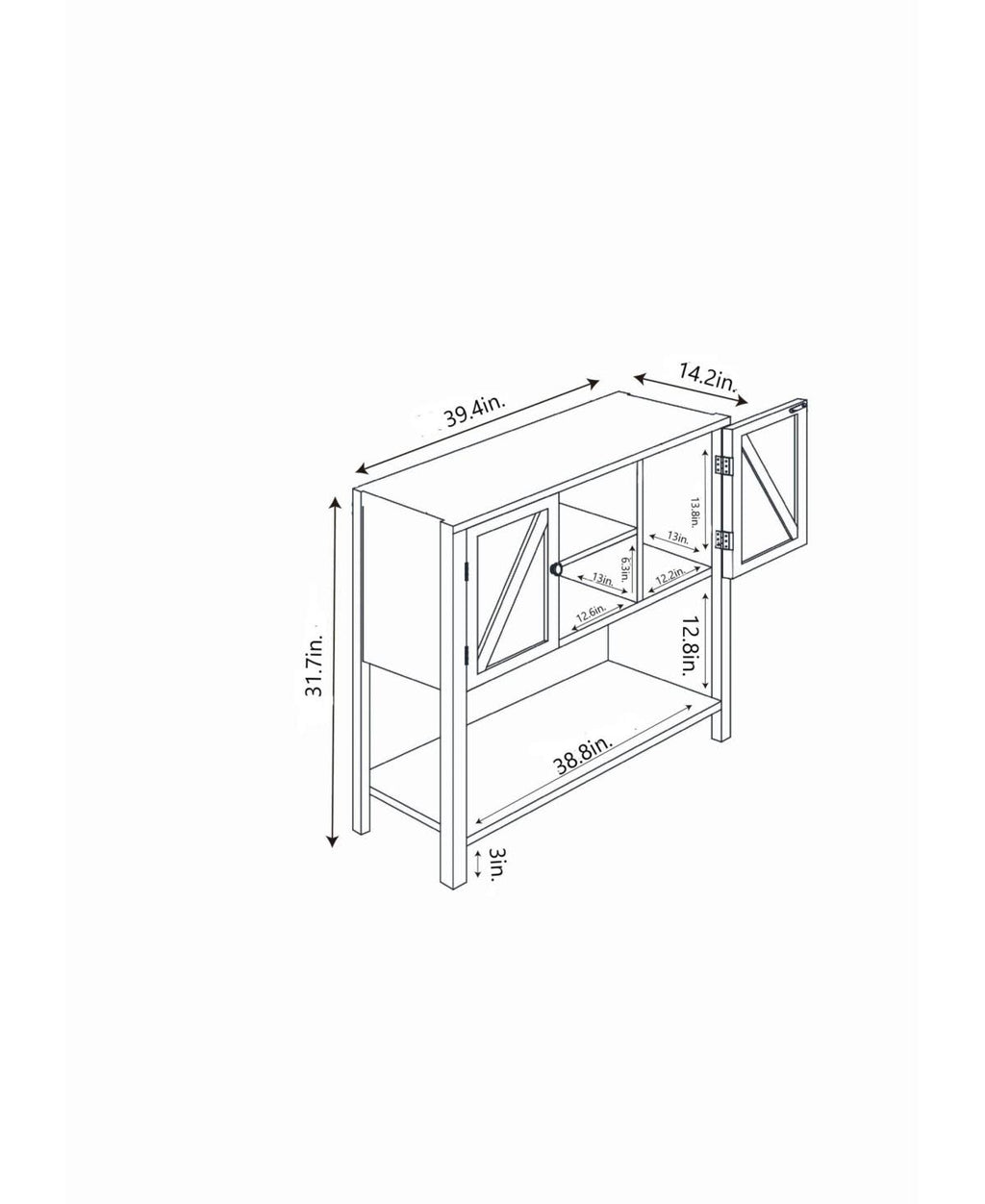 Wood Farmhouse Buffet Storage Cabinet X3587