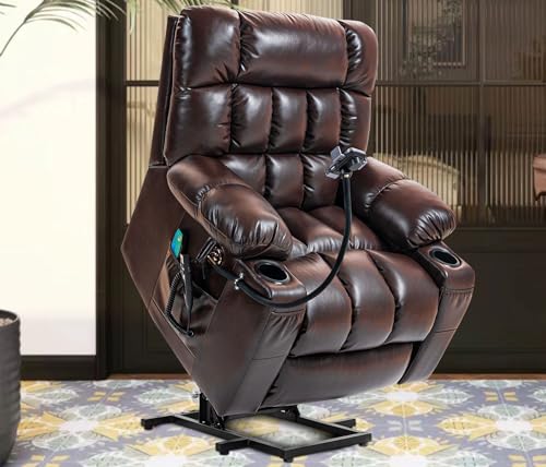 Grey Fabric Power Lift Recliner Chair with Cupholder and USB Ports O908