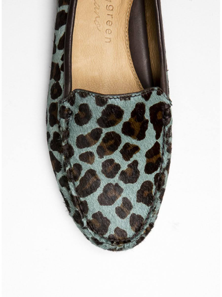 Teal Blue Leopard Driving Moccasin M8354
