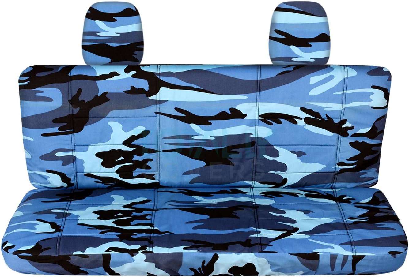 Blue Camouflage Rear 60/40 Split Bench Truck Seat Covers H7053