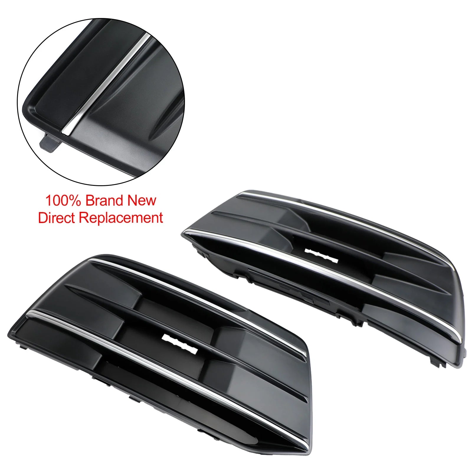 Front Bumper Cover Grille Bezel Insert for Audi Q5 2018-2022 Black/Chrome S128003