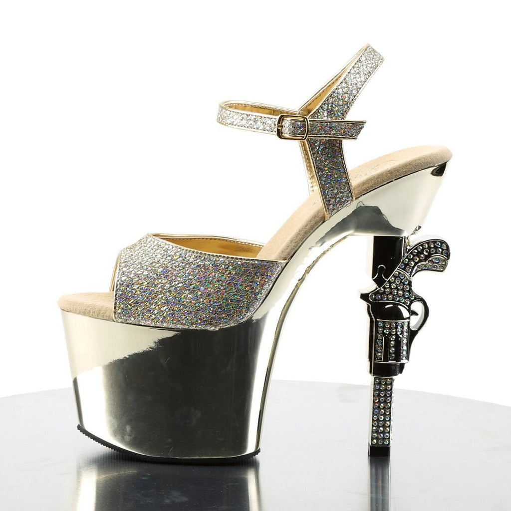 Pink Rhinestone Gun Heel Sandal I52744
