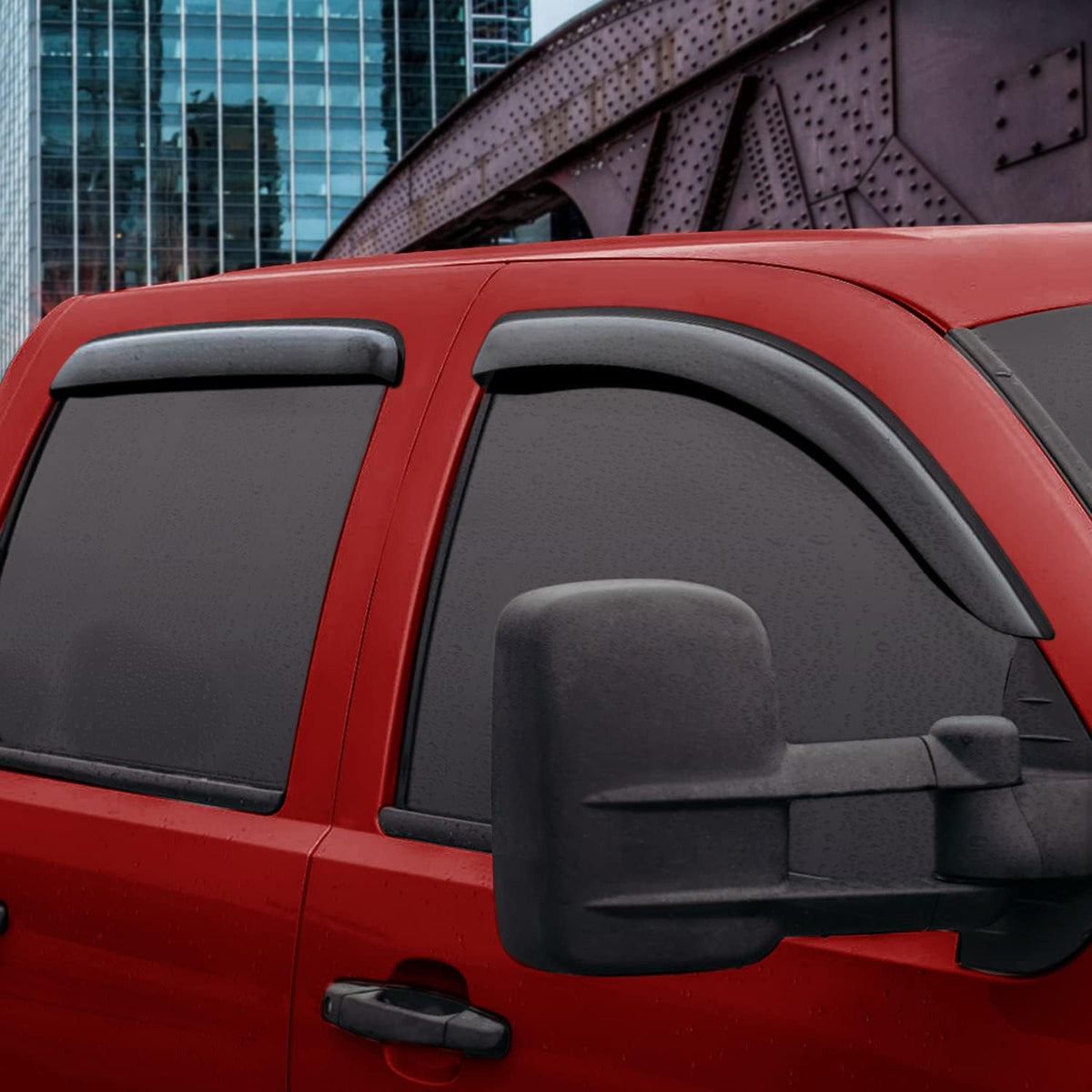4 Pieces Glass Tape-on Rain Guards for Trucks Crew Cab M2216