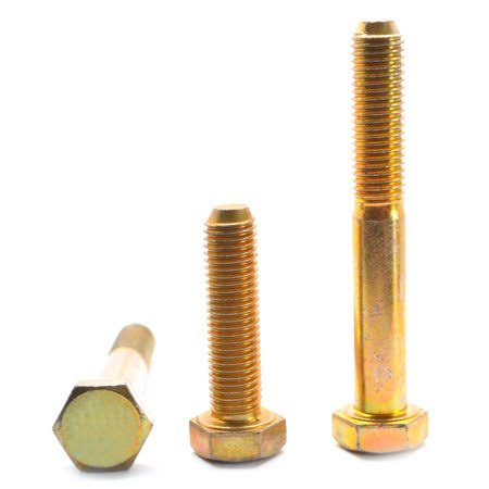 3/4 inch-16 x 8 inch Fine Thread Grade 8 Hex Cap Screw Alloy Steel Yellow Zinc Plated Pk 35 N44670