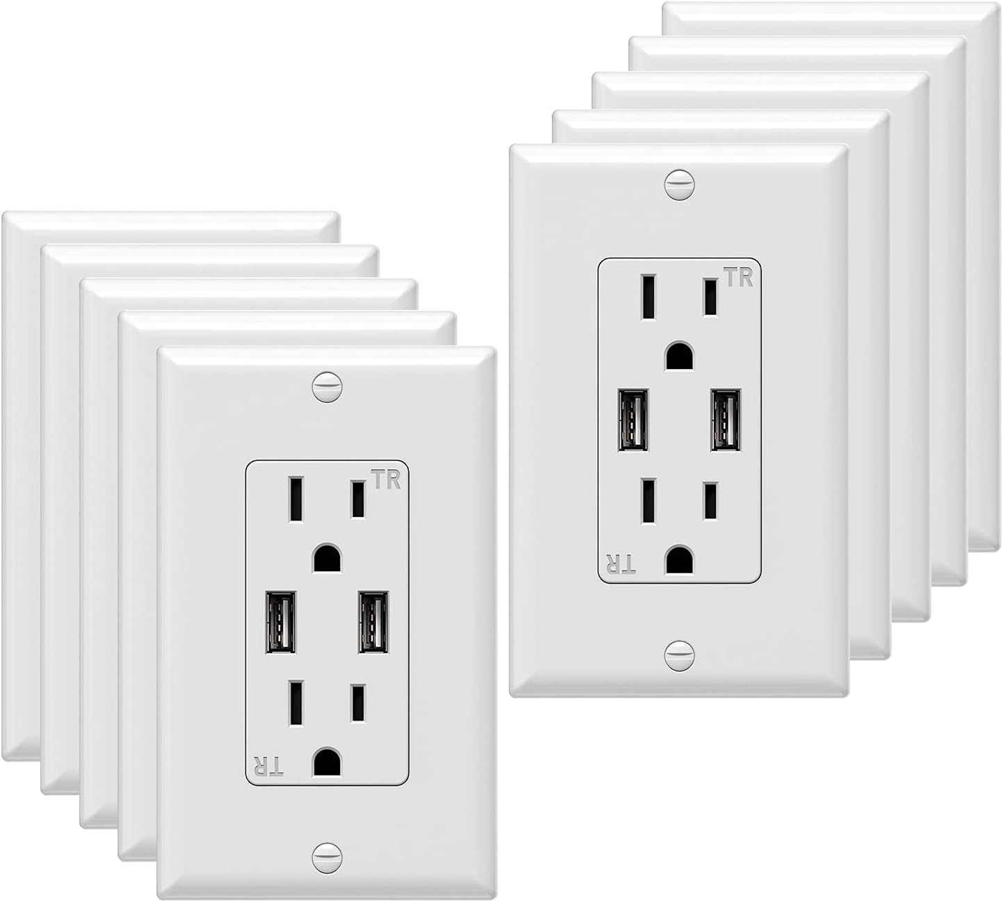 White 3.6A Dual USB Wall Outlet 6 Pack V60907