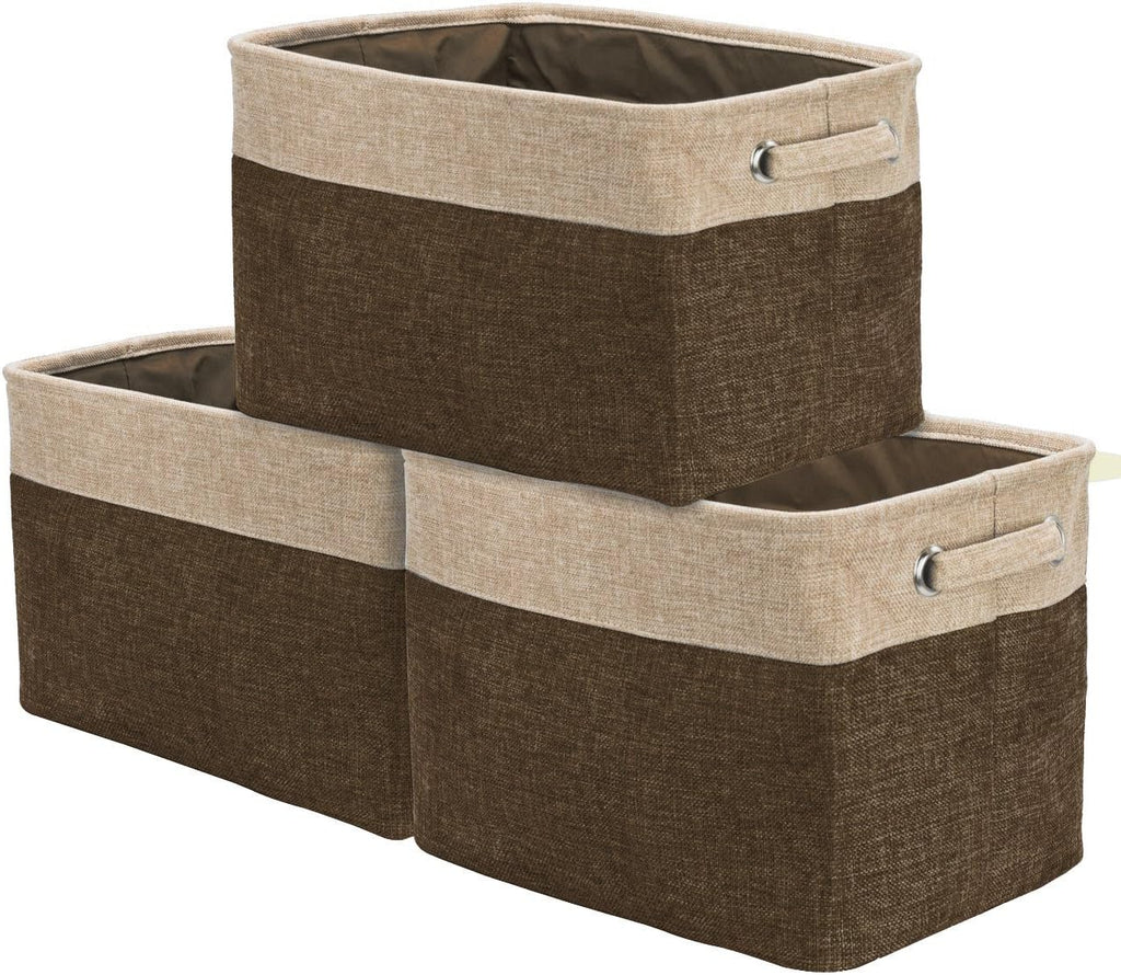 Large Rectangular Fabric Collapsible Basket Set 3-Pack with Carry Handles G30819