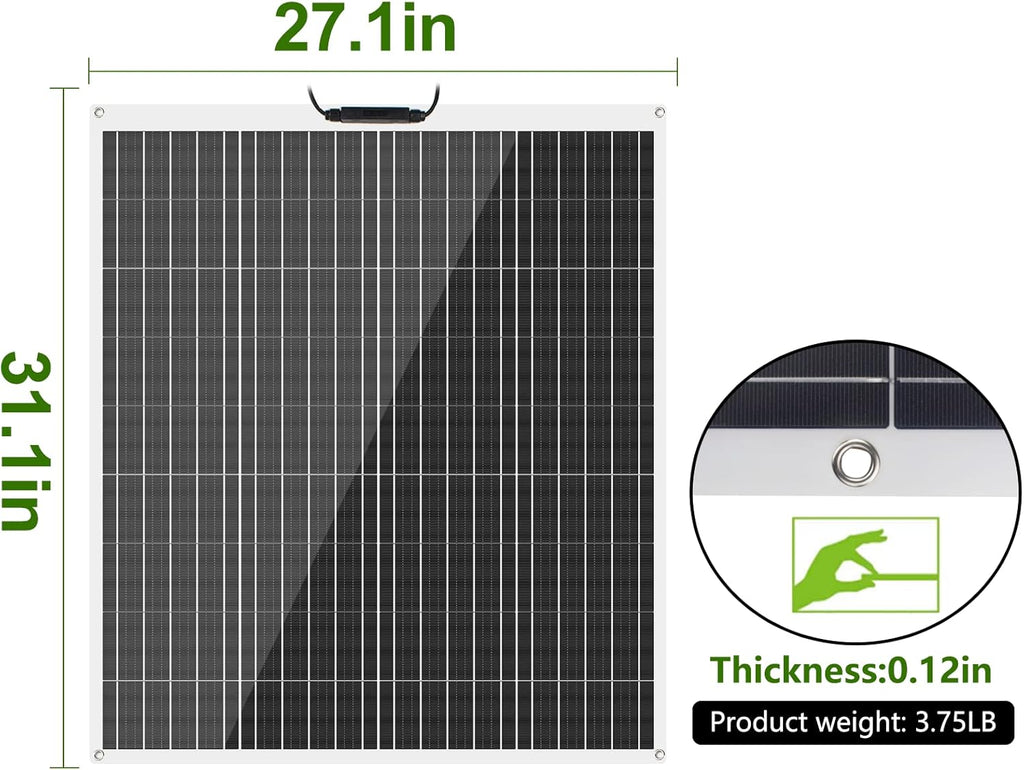 Flexible 100W 12V Monocrystalline Semi-Flexible Solar Panel W8620