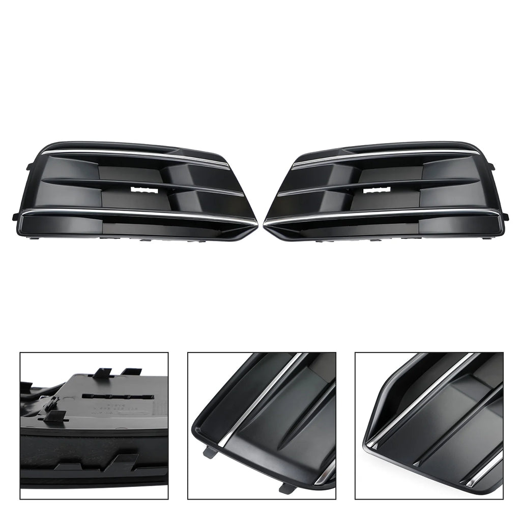 Front Bumper Cover Grille Bezel Insert for Audi Q5 2018-2022 Black/Chrome S128003