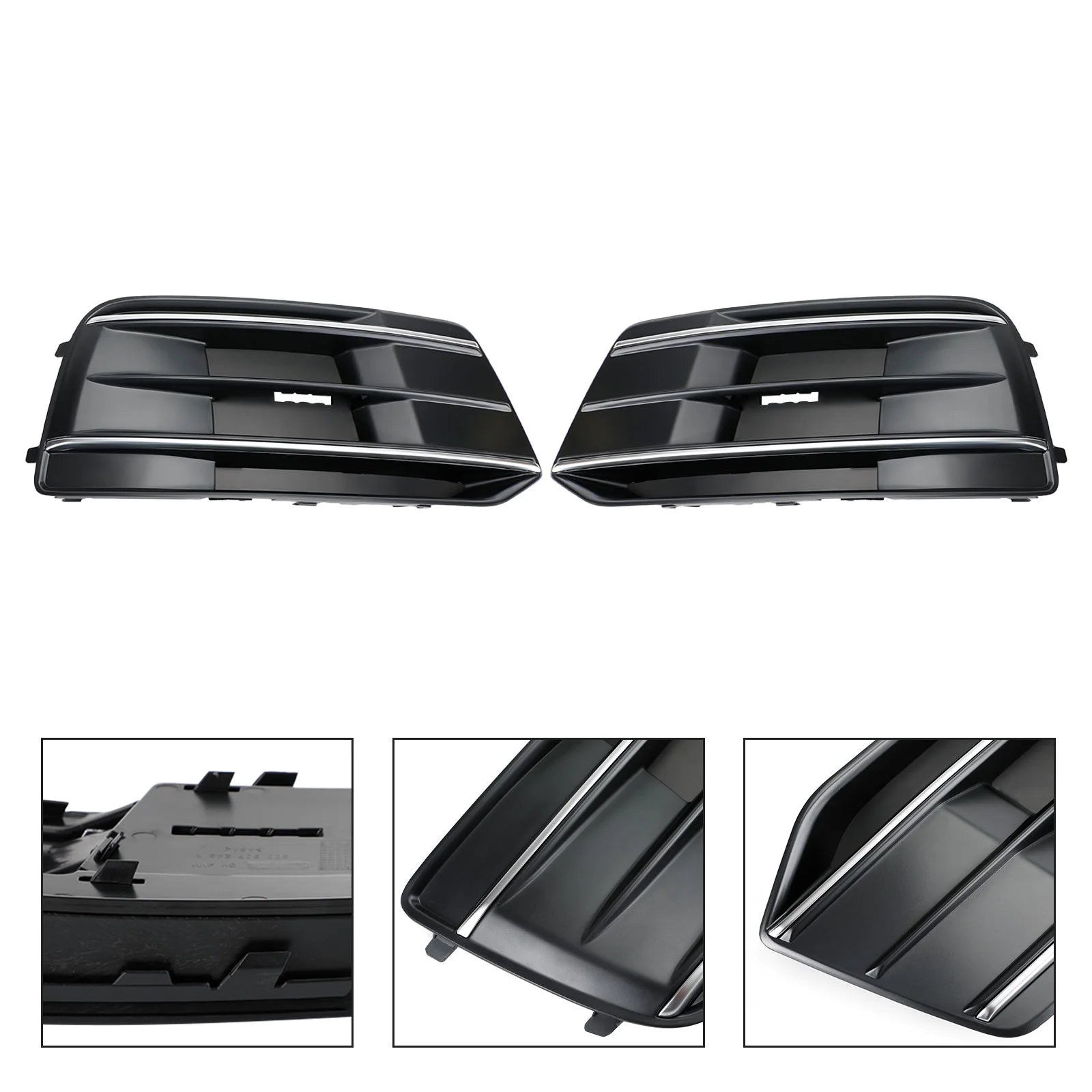 Front Bumper Cover Grille Bezel Insert for Audi Q5 2018-2022 Black/Chrome S128003