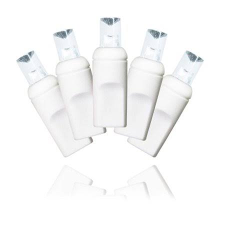 50 Count Conical Pure White Decorative LED Light Set on White Wire C437