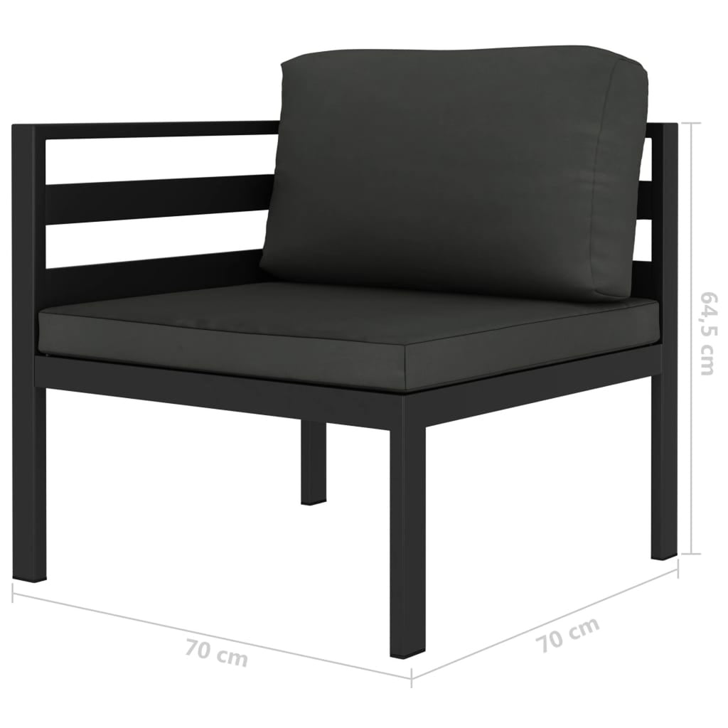 Anthracite Aluminum Sectional Corner Sofa with Cushions R512