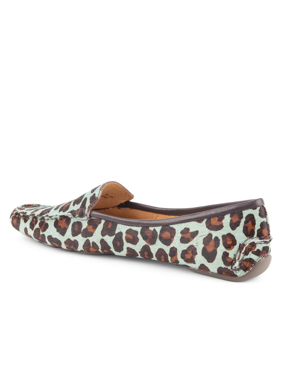 Teal Blue Leopard Driving Moccasin M8354