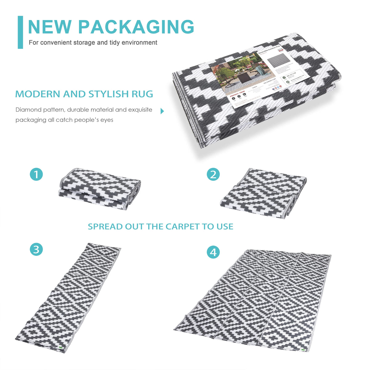 Reversible Plastic Straw Outdoor Area Rug Q791